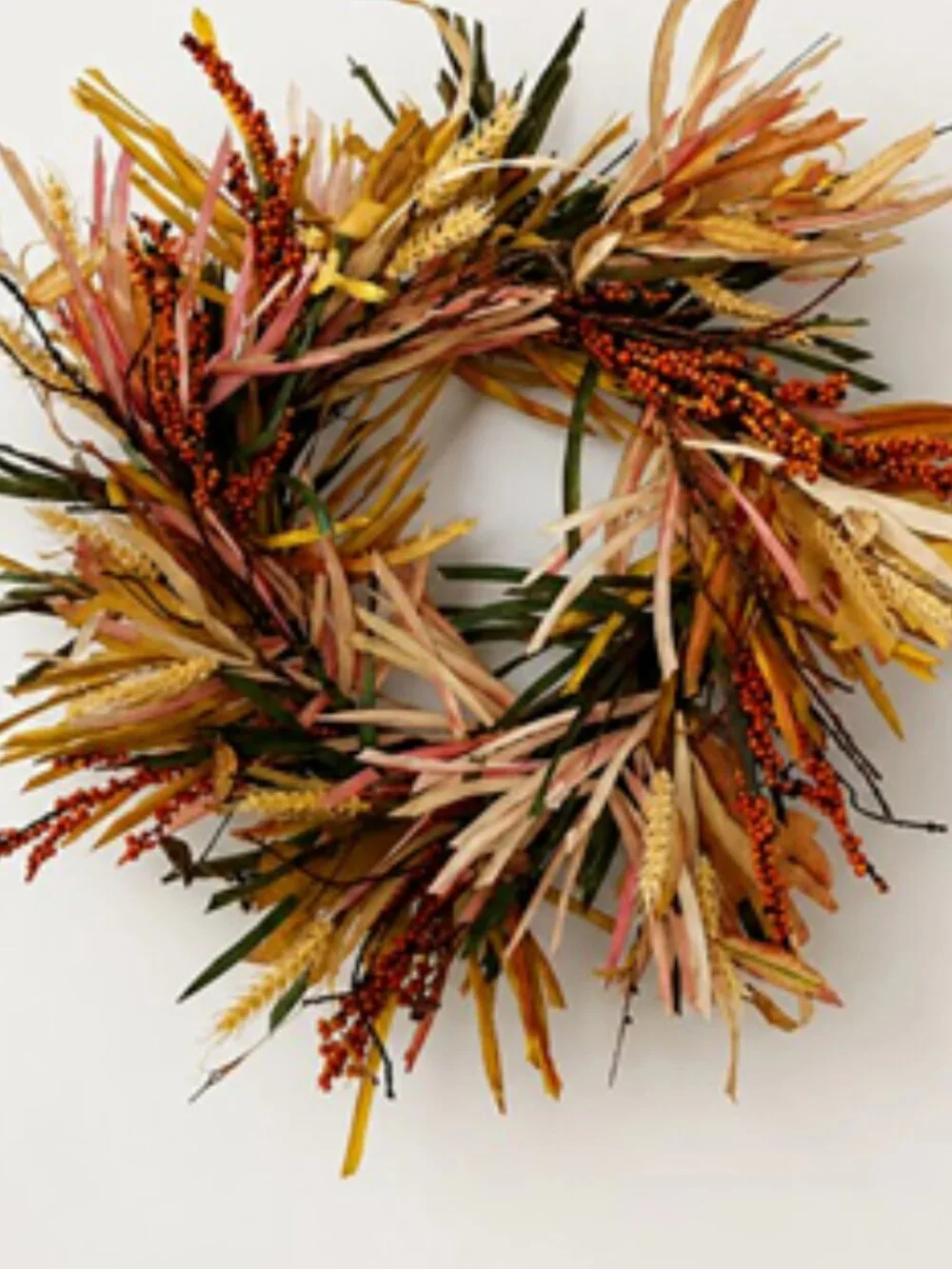 NWT Multi Color Beige and Brown Fall Wreath With Berry Accents